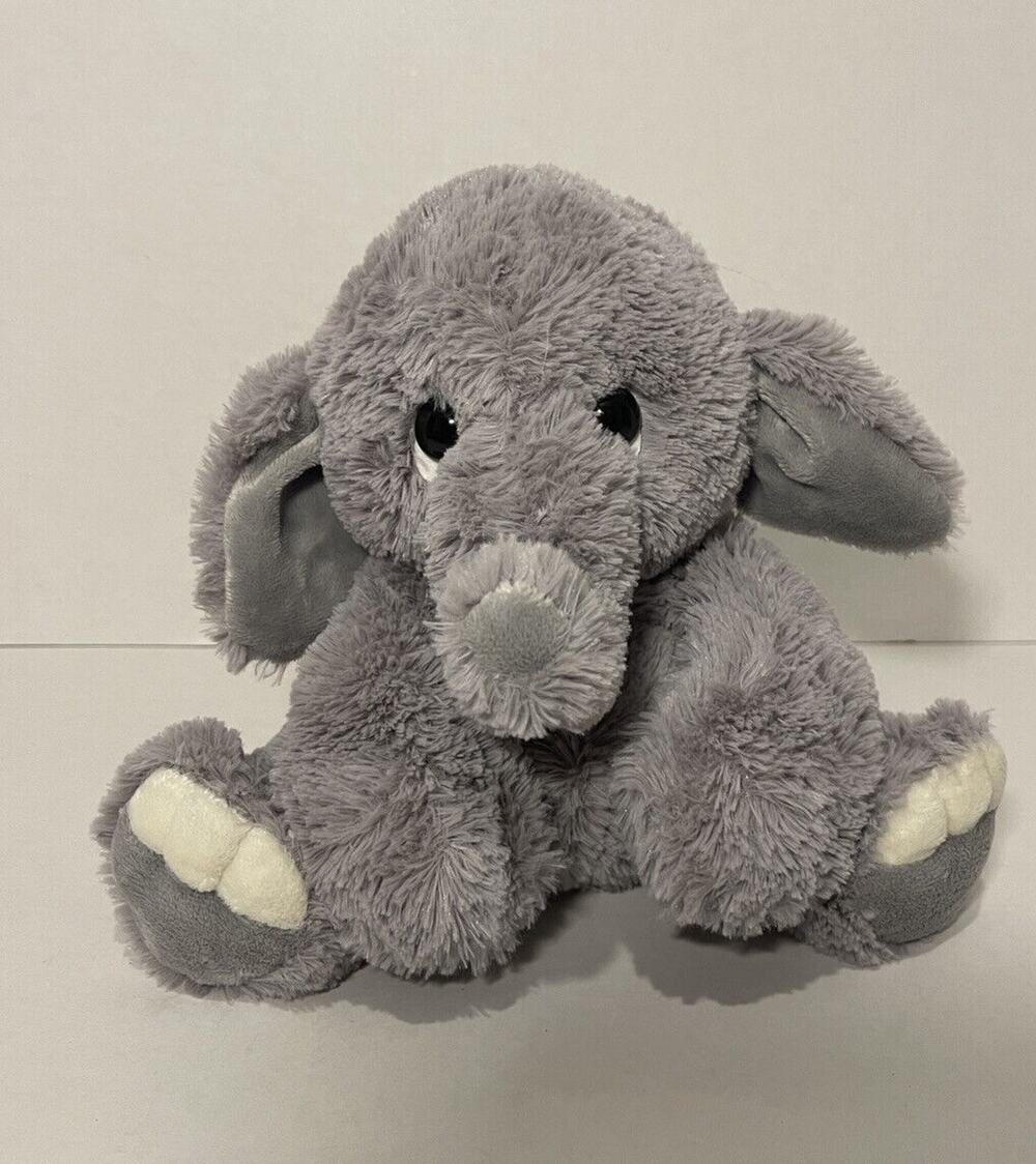 Aurora Elephant Plush Toy Gray Stuffed Animal Lovey Bean Bag Plushie Soft 9”